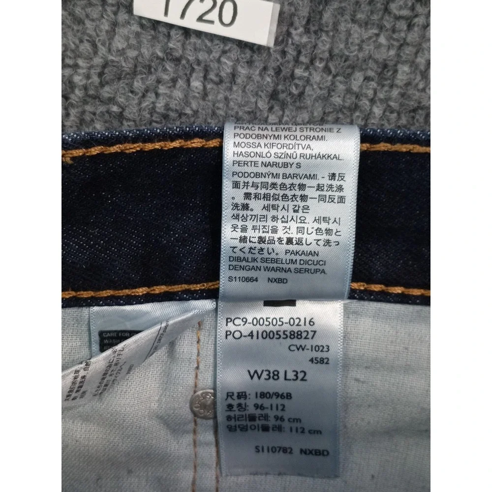Levis 505 Jeans Mens 38x32 Regular Fit Dark Wash Straight Leg Denim